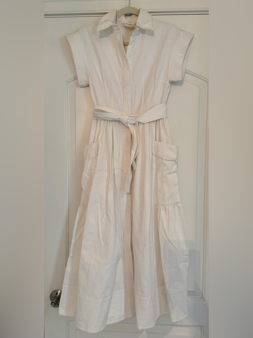 Women’s White Betty Shirt Dress with Waist Tie XS